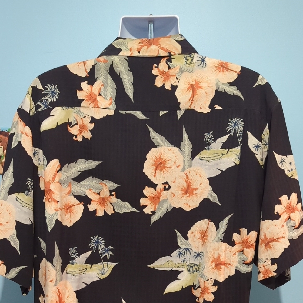 Tommy Bahama Dark Silk Shirt with Floral Accents - Picture 3 of 4